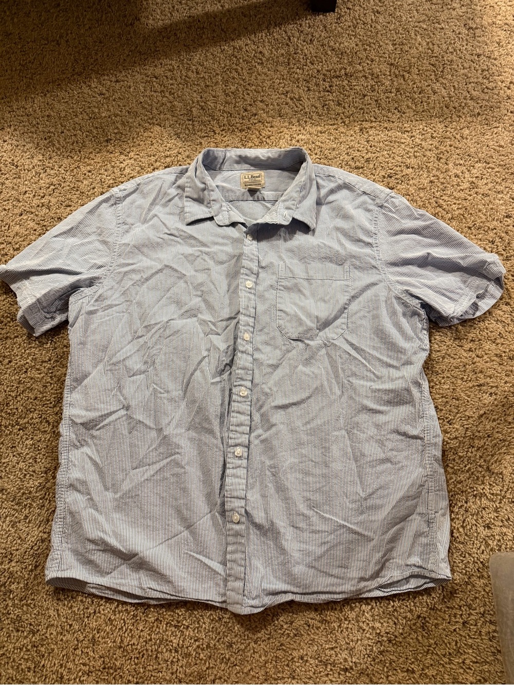 L.L. Bean Light Blue Short-Sleeve Button-Down Shirt